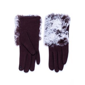 Women's gloves made of knitwear and decorated with fur.