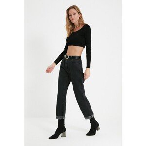 Trendyol Black Detailed High Waist Mom Jeans