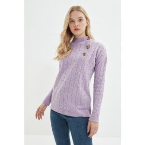 Trendyol Lilac Knit And Button Detailed Knitwear Sweater