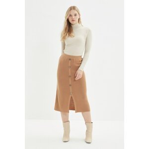 Trendyol Camel Button Detailed Knitwear Skirt