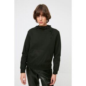 Trendyol Black Basic Parachute Fabric Detailed Thin Knitted Sweatshirt