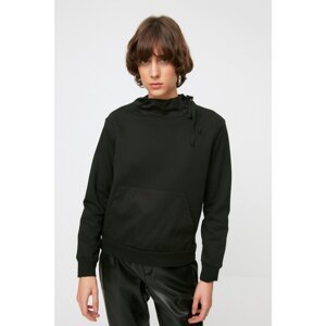 Trendyol Black Basic Parachute Fabric Detailed Thin Knitted Sweatshirt