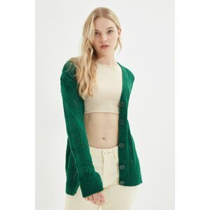 Trendyol Emerald Green Knitted Detailed Knitwear Cardigan