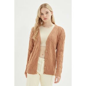 Trendyol Camel Knit Detailed Knitwear Cardigan