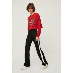 Trendyol Black Stripe Detailed Ribbed Knitted Trousers
