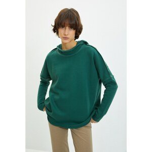 Trendyol Green Hooded Boyfriend Raised Knitted Sweatshirt