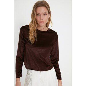 Trendyol Brown Velvet Knitted Sweatshirt