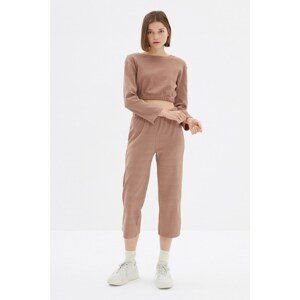 Trendyol Beige Lacing Detail Knitted Bottom-Top Set