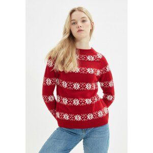 Trendyol Red Jacquard Knitwear Sweater