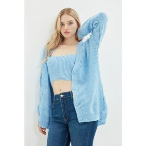 Trendyol Light Blue Oversize Blouse Knitwear Cardigan