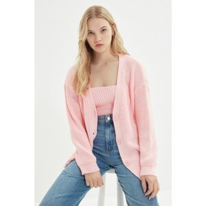 Trendyol Pink Oversize Blouse Knitwear Cardigan