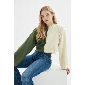 Trendyol Khaki Color Block Knitwear Sweater