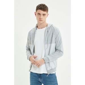 Trendyol Gray Men's Regular Fit Hooded Zippered Sweatshirt