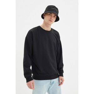 Trendyol Black Men's Oversize Crew Neck Long Sleeve Printed Sweatshirt