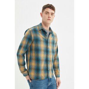 Trendyol Yellow Men Regular Fit Plaid Lumberjack Shirt