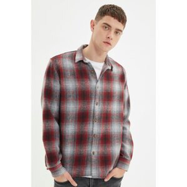 Trendyol Claret Red Men Regular Fit Plaid Lumberjack Shirt