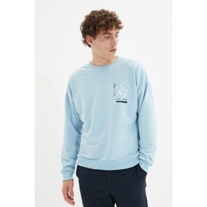 Trendyol Blue Men's Oversize/Wide-Fit Crew Neck Sweatshirt