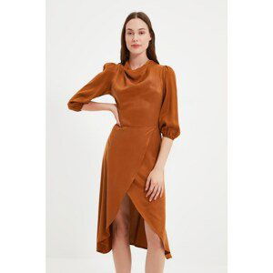 Trendyol Camel Tall Collar Detailed Dress