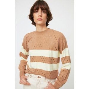 Trendyol Camel Openwork Knitwear Sweater