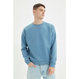 Trendyol Blue Men's Oversize Long Sleeve Crew Neck Sweatshirt