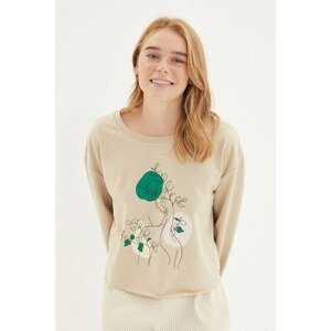 Trendyol Beige 100% Organic Knitted Sweatshirt