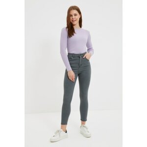 Trendyol Gray High Waist Button Closure Skinny Jeans