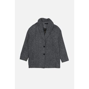 Trendyol Black Oversize Button Closure Wool Cachet Coat