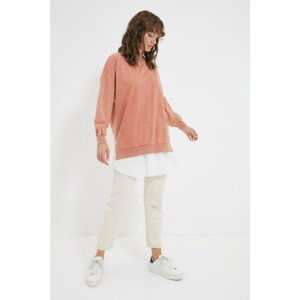 Trendyol Orange Crew Neck Washed Knitted Sweatshirt