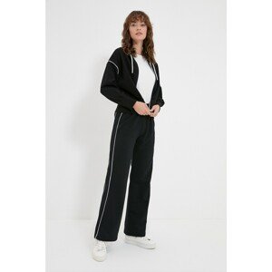 Trendyol Black Piping Detailed Wide Leg Knitted Sweatpants