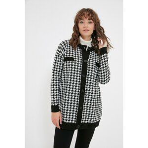 Trendyol Black Crew Neck Patterned Knitwear Cardigan