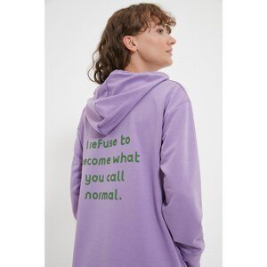 Trendyol Lilac Hooded Back Printed Knitted Sweatshirt