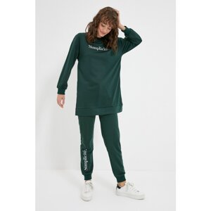 Trendyol Green Crew Neck Printed Knitted Tracksuit Set