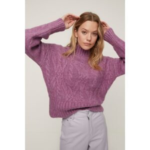 Trendyol Purple Straight Collar Knitwear Sweater