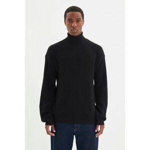 Trendyol Black Men's Oversize Wide Fit Turtleneck Basic Sweater