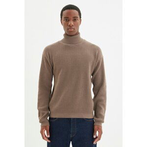 Trendyol Men's Camel Oversize Wide Fit Turtleneck Basic Sweater