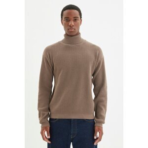 Trendyol Men's Camel Oversize Wide Fit Turtleneck Basic Sweater