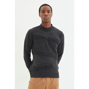 Trendyol Anthracite Men Regular Fit Crew Neck Textured Knitwear Sweater