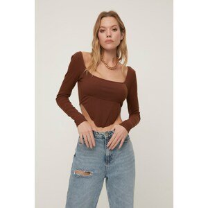 Trendyol Brown Underwire Knitted Blouse