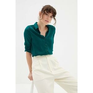 Trendyol Emerald Green Satin Basic Shirt