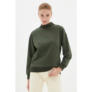 Trendyol Khaki High Collar Loose Knitted Sweatshirt