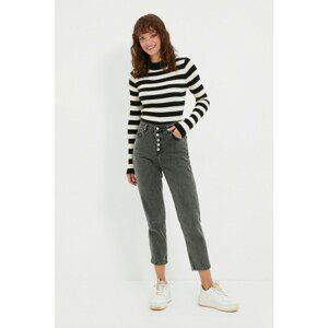 Trendyol Anthracite High Waist Button Closure Mom Jeans