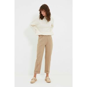 Trendyol Beige Yüksel Waist Pleated Detailed Trousers