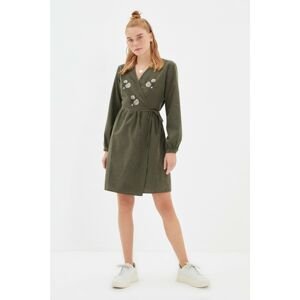 Trendyol Khaki Embroidered Double Breasted Dress