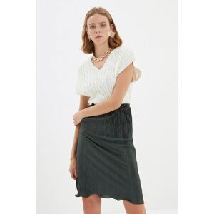 Trendyol Green Pleated Midi Knitted Skirt