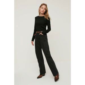 Trendyol Black Stitch Detail High Waist 90's Wide Leg Jeans