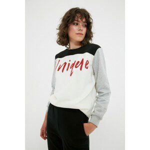 Trendyol Multi Color Basic Printed Raised Knitted Sweatshirt