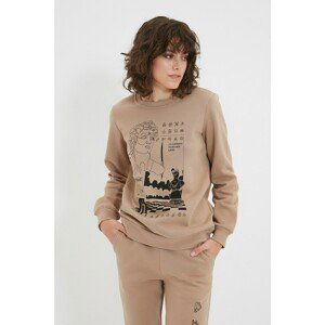 Trendyol Stone Basic Printed Raised Knitted Sweatshirt