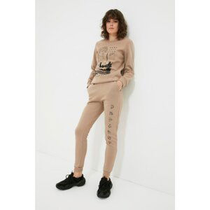 Trendyol Stone Printed Basic Jogger Raised Knitted Sweatpants