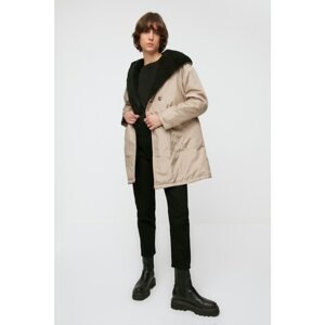 Trendyol Mink Hooded Fur Detailed Quilted Coat