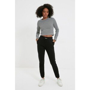 Trendyol Black 100% Organic Cotton Printed Basic Jogger Slim Knitted Sweatpants